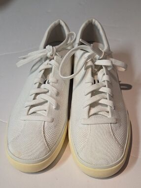 Rothy's Ivory Canvas Lace-Up Sneakers with Cream Sole